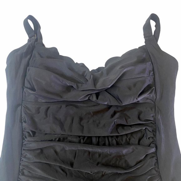 b2prity One Piece Swimsuit Large Black Ruched Bodice Adjustable Straps - Picture 4 of 4